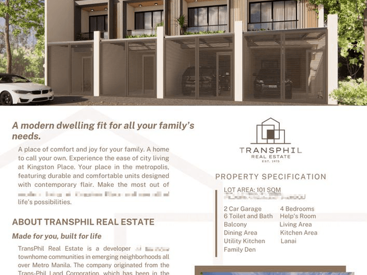 Modern 4-Bedroom Townhome in Quezon City's Kingston Place Development