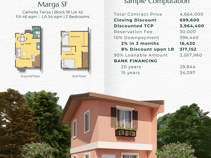 Ready for Occupancy Camella Tanza Affordable House and Lot for Sale vi BANK FINANCING, FREE assist
