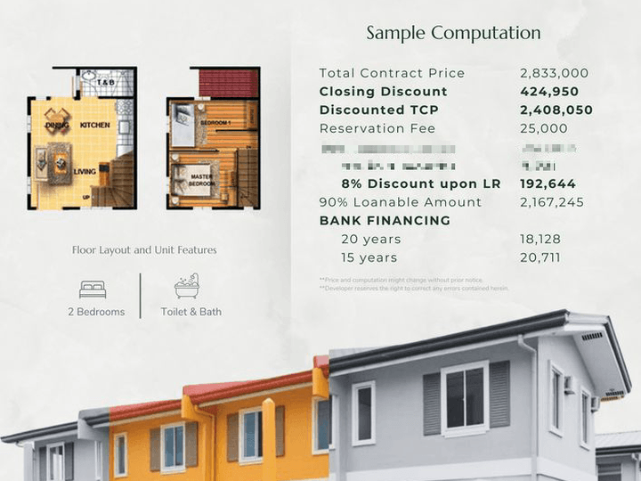 Easy to Own Low Downpayment Bank Loan 2BR House and Lot For Sale Camella Trece Martires Cavite
