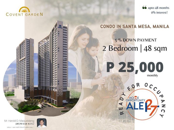 RENT TO OWN 5% DOWN PAYMENT 2-Bedrooms 48 sqm Condo in Manila