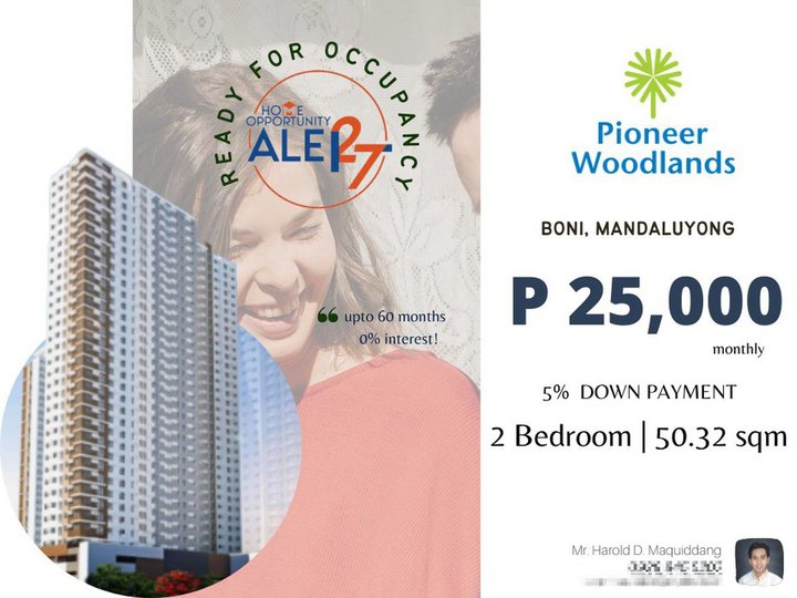Condo in Mandaluyong 20,000 month 2 BR 50 sq.m in Pioneer Woodlands