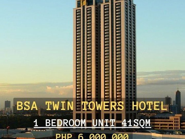 1 BEDROOM UNIT CONDOMINIUM FOR SALE IN BSA TWIN TOWERS HOTEL IN PASIG