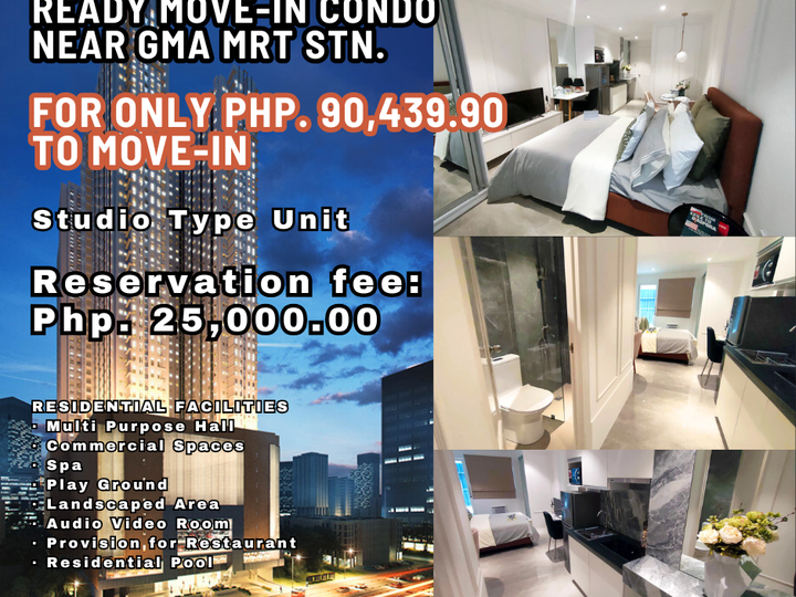 MOVE -IN READY STUDIO TYPE CONDO WALKING DISTANCE TO GMA MRT STATION ALONG EDSA QUEZON CITY