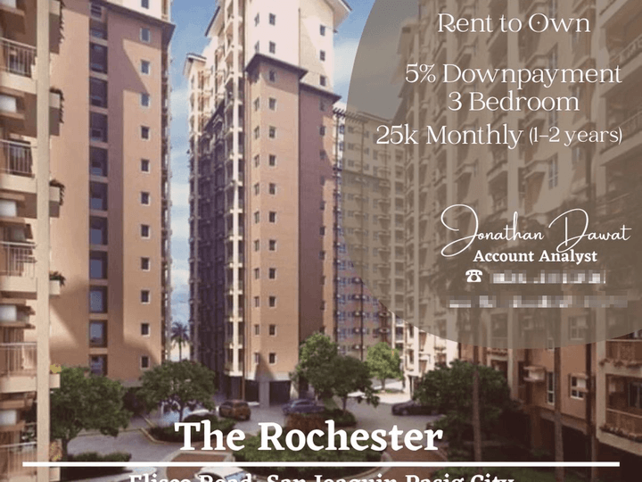 Rent to own condo 3BR in Pasig near BGC