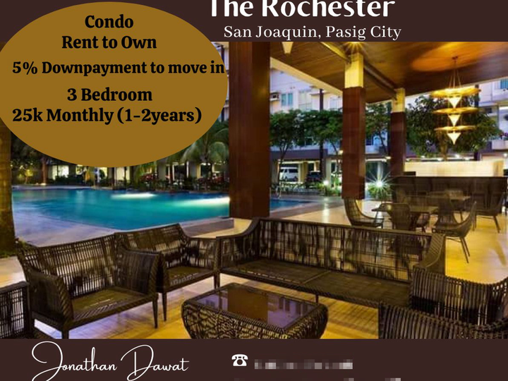 Condo 3BR Rent to own in Pasig 25k Monthly