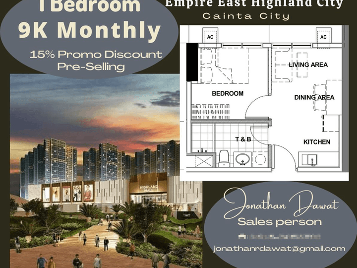Pre selling condo in Cainta 9k Monthly 1BR