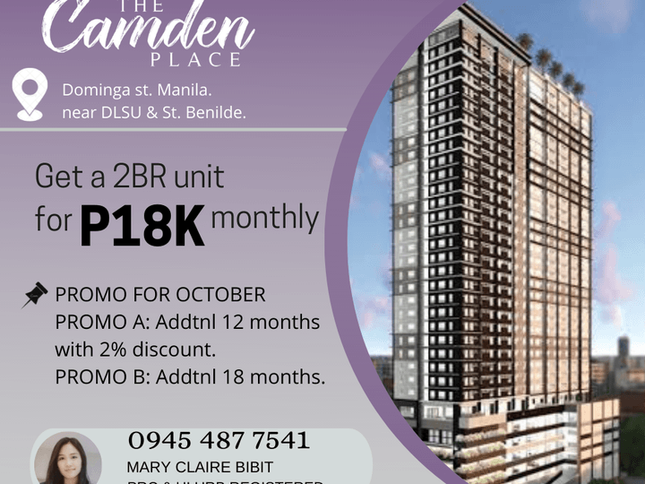 The Camden Place 2 Bedroom Preselling Condo For Sale in Manila