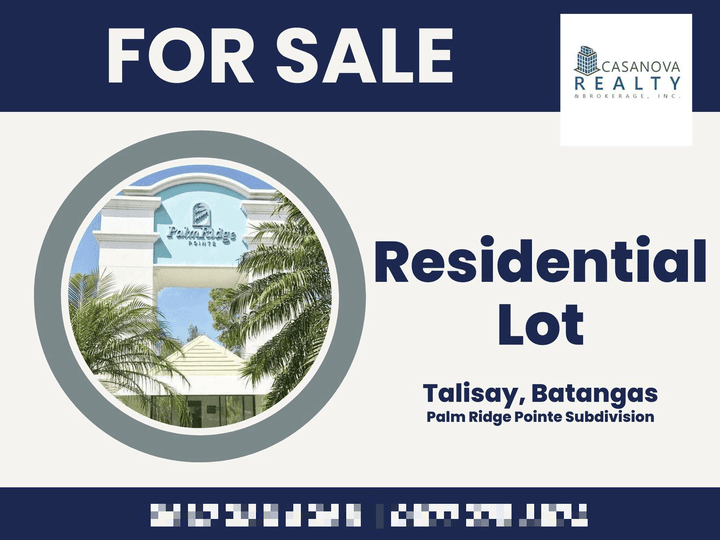 Lot for Sale in Palm Ridge Pointe Subdivision, Talisay, Batangas