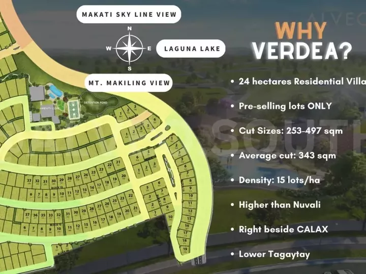 LOT FOR SALE IN VERDEA, SILANG , CAVITE    * Developer: Alveo Land - An AyalaLand Company