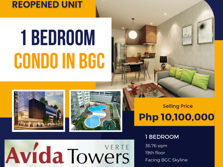 1 Bedroom Condo for Sale in BGC Taguig Avida Towers Verte