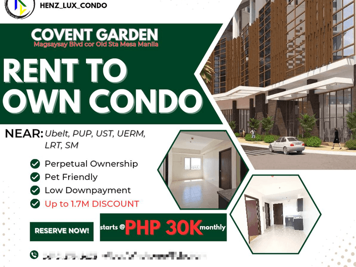 Rent to Own Condo in Manila Covent Garden near UST Ubelt PUP UERM LRT SM RFO Studio 2BR units