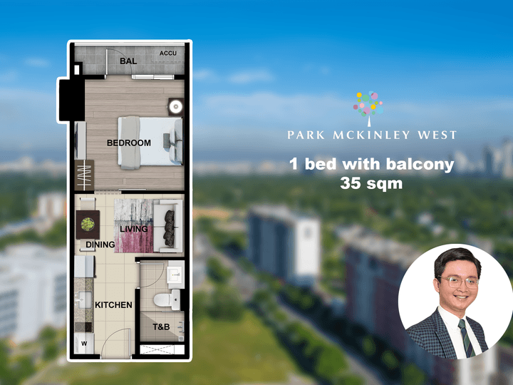 Preselling 1 bed with balcony Park Mckinley West Bgc condo for sale