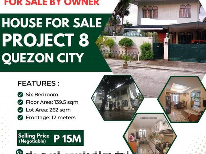 Spacious 6BR House in Villa Arca, Project 8, Quezon City - 15M (Negotiable)