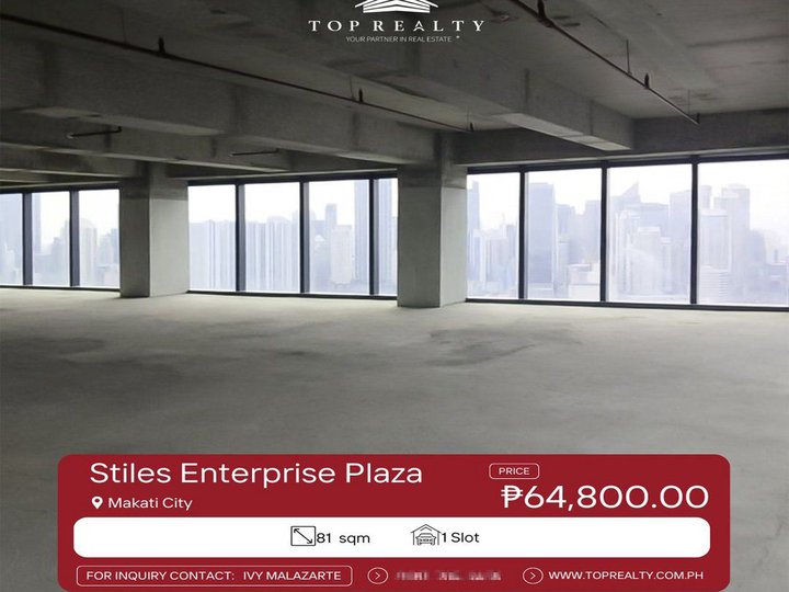 For Lease, 81 sqm Bare Office Space in Makati at The Stiles Enterprise
