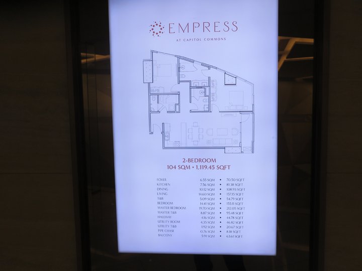 104 sqm 2 bedroom EMPRESS capitol commons pasig (2 CAR PARKING)