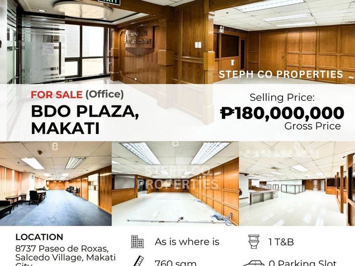 Prime Makati Office at BDO Plaza, Makati City, Paseo de Roxas, 760 sqm
