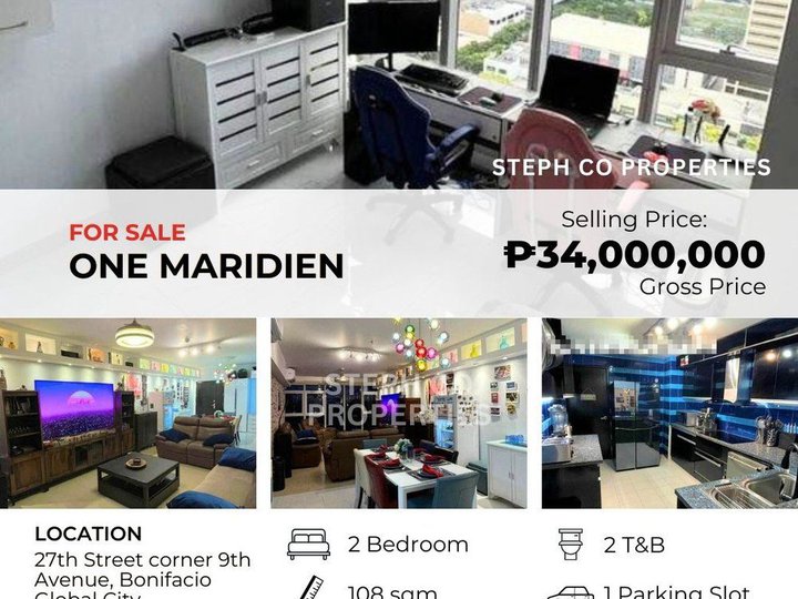 Fully Interiored BGC in One Maridien, Taguig, 2 Bedroom Unit