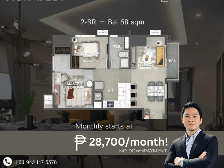 HIGH-END CONDO | VION WEST | 2BR + BALCONY | NO DOWNPAYMENT