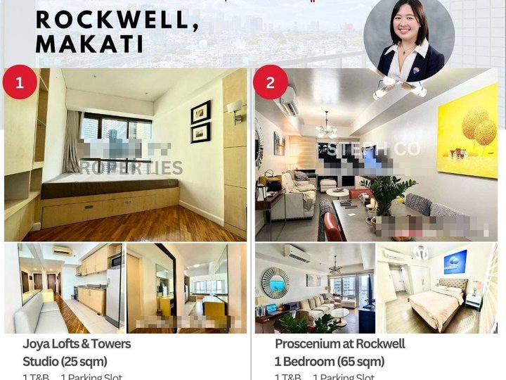 For Sale! Rockwell, Makati 2 or 1 Bedroom, Studio, Proscenium,  Lincoln, Joya Lofts  Balmori Edades