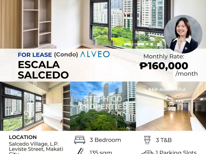 For Lease: Escala Salcedo, Makati, Fully Furnished Corner Unit Condo