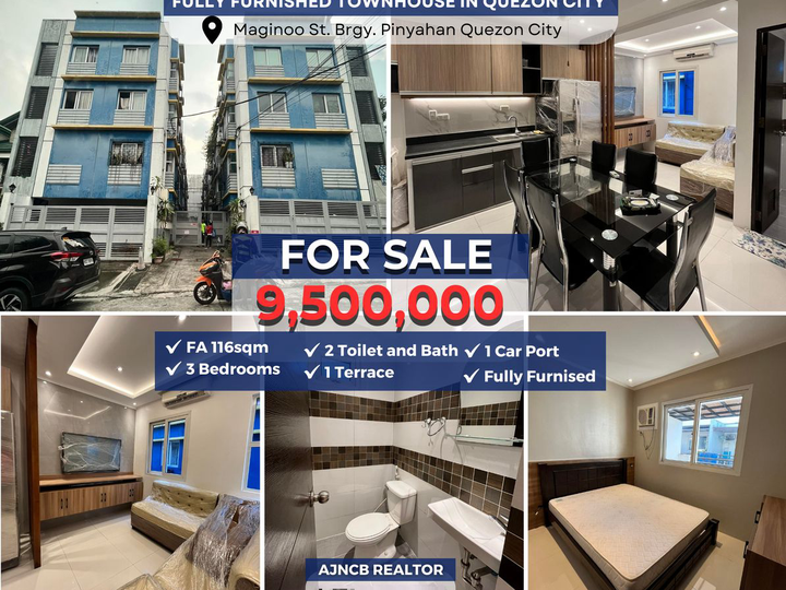 3 BEDROOM FULLY FURNISHED TOWNHOUSE - DILIMAN QUEZON CITY