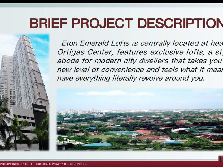 1BR Loft Type UNIT FOR SALE AT ETON EMERALD LOFTS