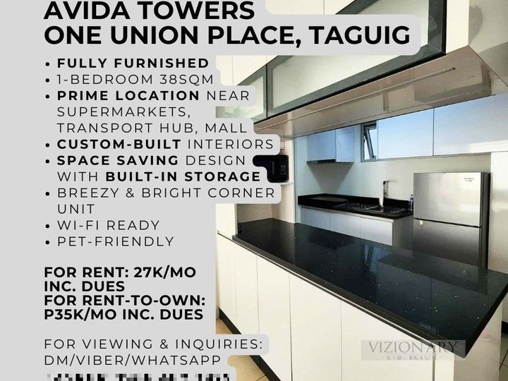 1BR Corner Unit at One Union Place, Arca South, Taguig (Interiored)