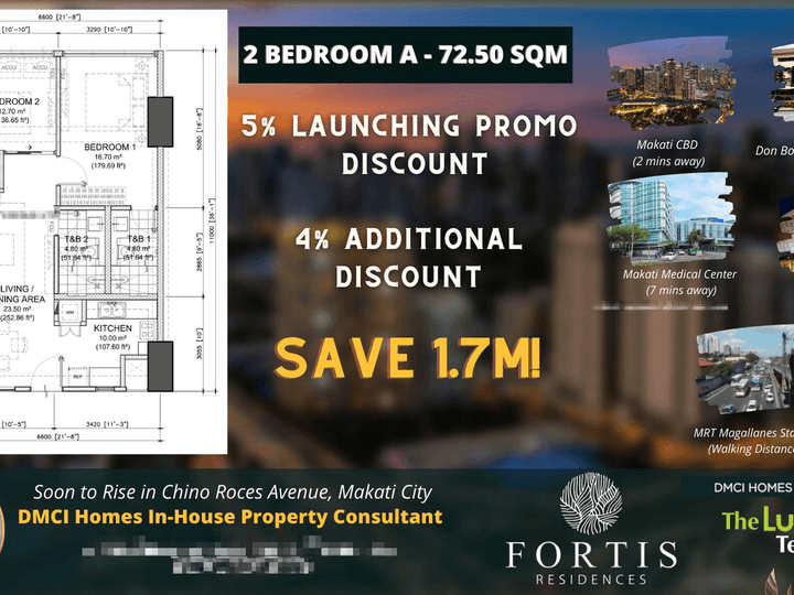 72.50 sqm 2-bedroom Condo For Sale in Makati by DMCI Homes | EXCLUSIVE