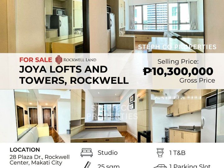For Sale: Rockwell Joya Lofts and Towers, Makati, Studio Condo with Parking
