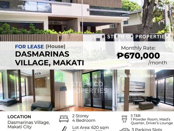 For Lease: Makati House in Dasmarinas Village, 4 Bedroom Semi-Furnished