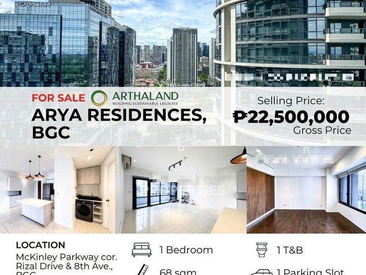 Premium BGC, Arya Residences, 1-Bedroom with Balcony in Bonifacio Global City, Semi-Furnished