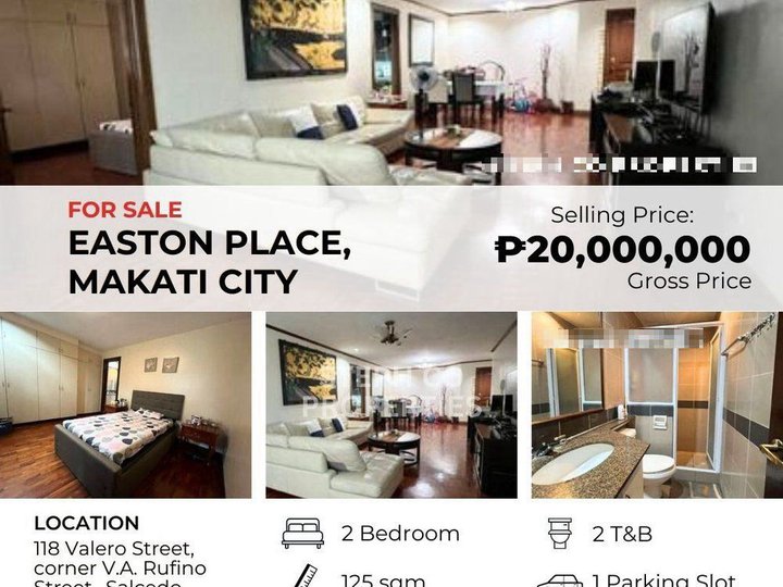 For Sale Makati 2-Bedroom Condo at Easton Place, Makati City, Valero