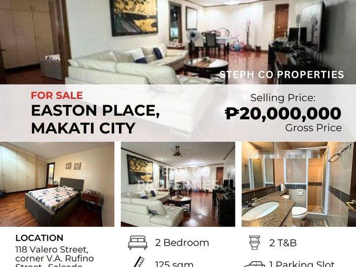 For Sale Makati 2-Bedroom Condo at Easton Place, Makati City, Valero