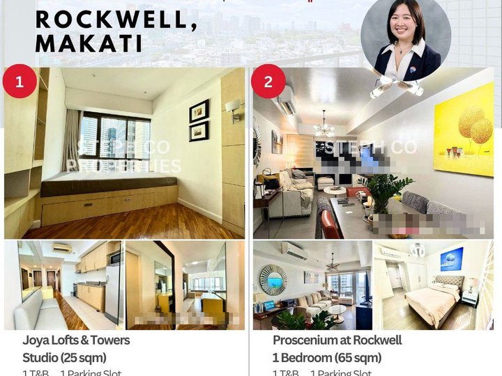 For Sale! Rockwell, Makati 2 or 1 Bedroom, Studio, Proscenium Residences, Lincoln, Joya Lofts Towers