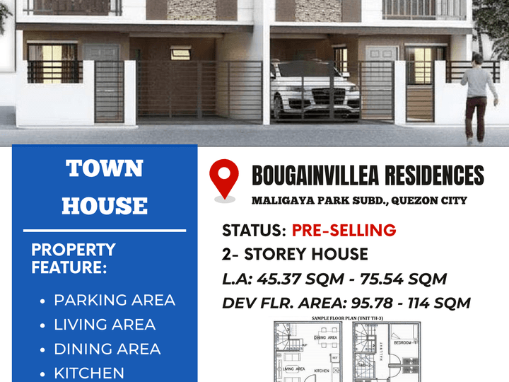 3-bedroom Townhouse For Sale in Maligaya, Novaliches Quezon City / QC