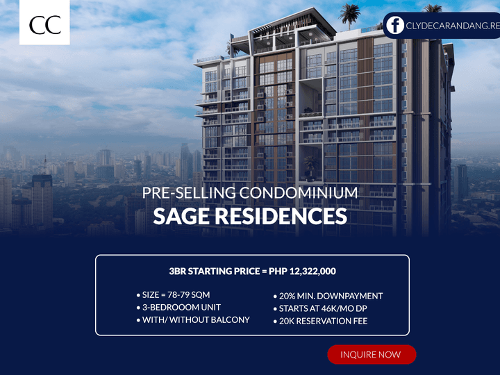 Sage Residences 3BR Pre selling in Mandaluyong near SM Megamall