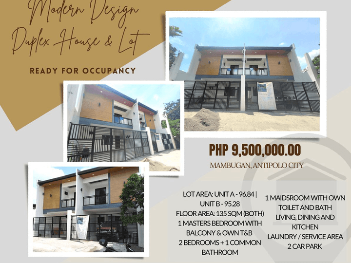 Modern Duplex House and Lot in Antipolo near Xentro Mall