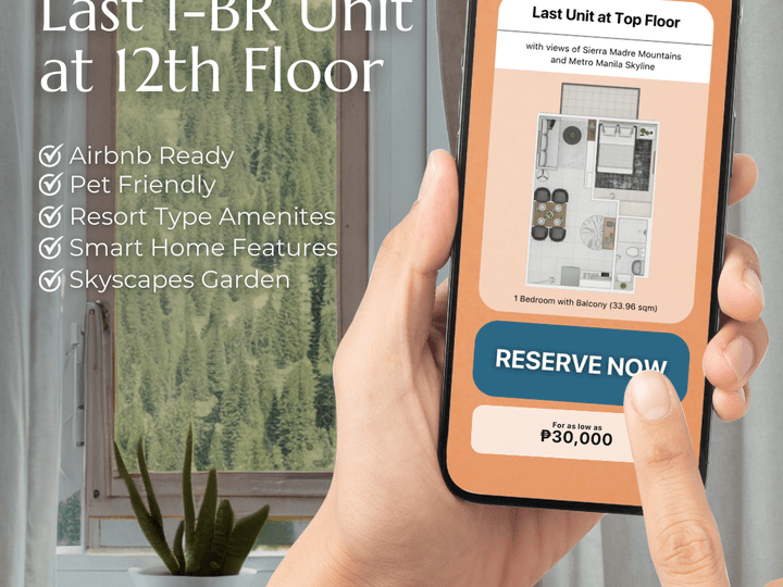 1-BR with Balcony FOR SALE in ANTIPOLO CITY (Located at Top Floor)