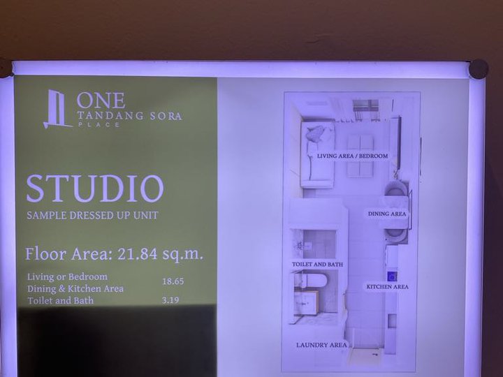 21.84 sqm Studio Condo For Sale in One Tandang Sora Place - Quezon City / QC Metro Manila