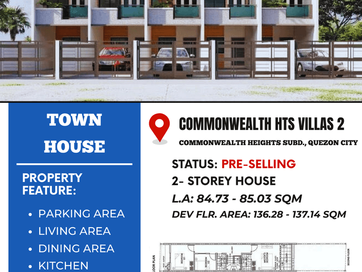 PRE-SELLING TWO-STOREY TOWNHOUSE IN COMMONWEALTH HEIGHTS  QUEZON CITY