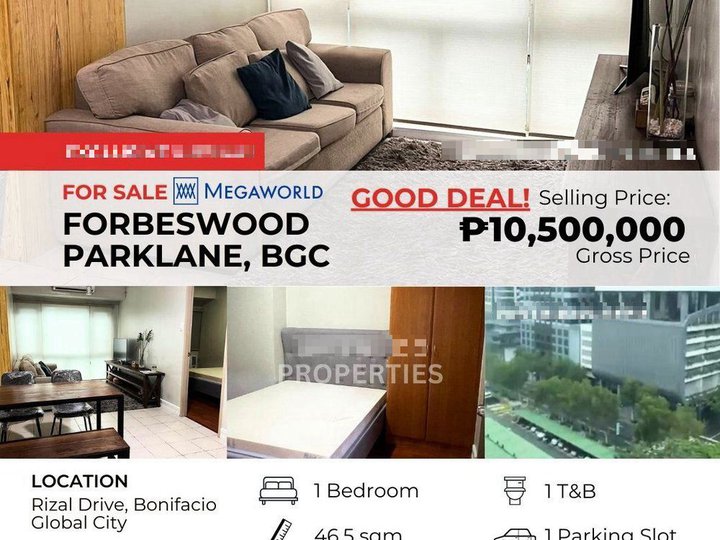 Good Deal! BGC 1-Bedroom at Forbeswood Parklane, for Sale at Below Zonal Value, near Burgos Circle