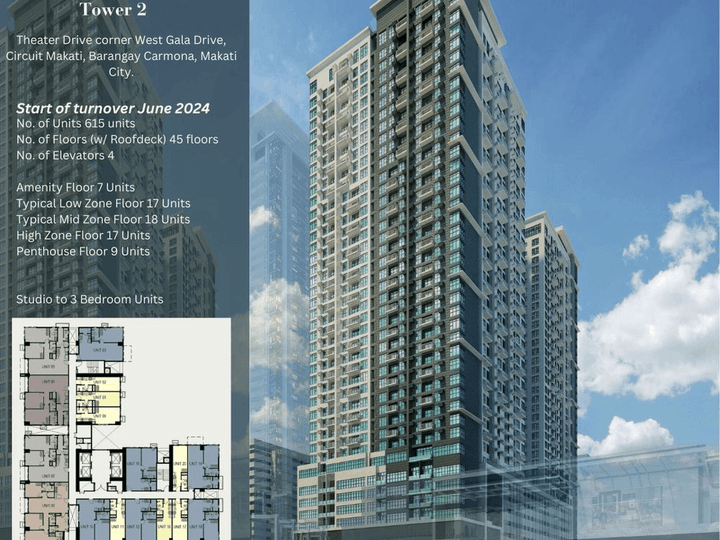 Prime 2 Bedroom Condominium for sale turn over June 2024 in Makati