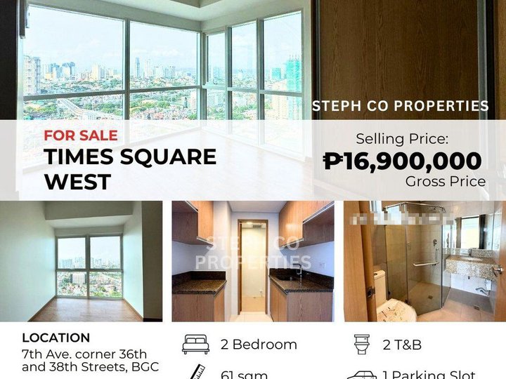 Brand New, Corner BGC 2 Bedroom at Times Square West, Bonifacio Global