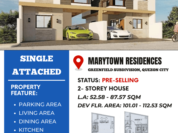 AFFORDABLE PRE-SELLING TWO-STOREY SINGLE ATTACHED HOUSE IN QUEZON CITY