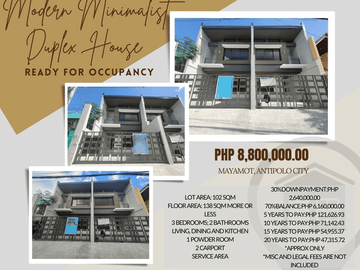 Modern minimalist duplex house and lot in lower Antipolo