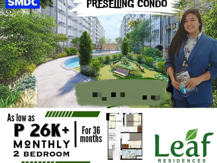 SMDC Leaf Residences 34.00 sqm 2-bedroom Residential Condo For Sale in Muntinlupa