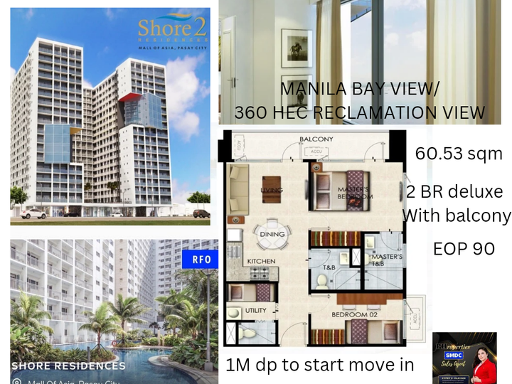 SMDC SHORE 123 Ready For Occupancy sqm 2-bedroom Residential Condo For Sale in Manila Bay Pasay