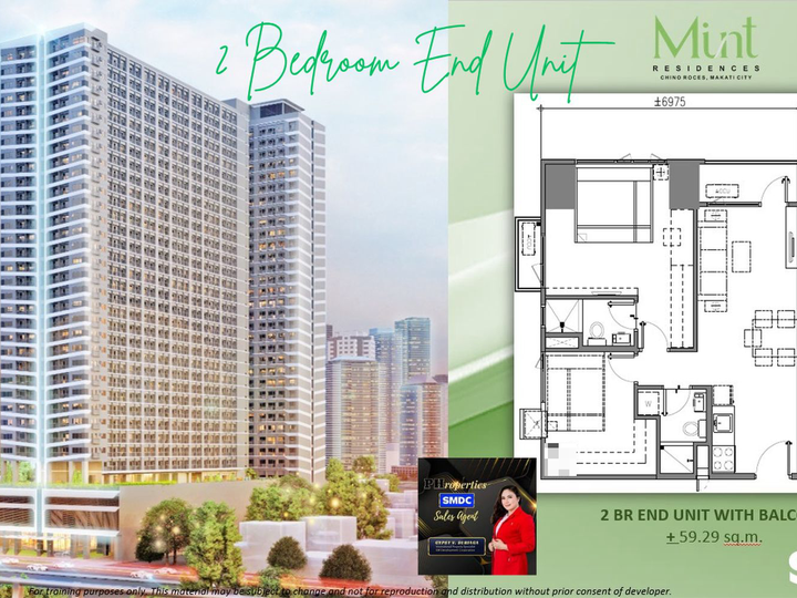 59.29 sqm 2-bedroom Residential Condo For Sale in Makati