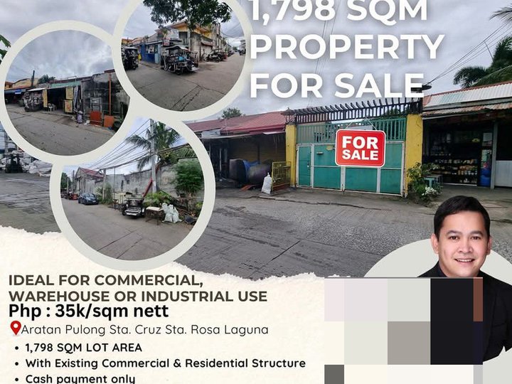 1,798 sqm Property Ideal for Warehouse, Commercial, Industrial or Residential at Sta. Rosa Laguna