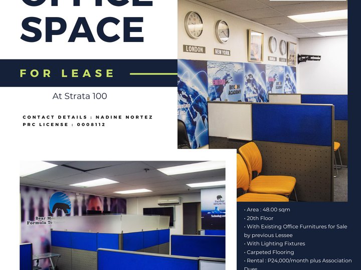 Commercial Office For Lease At Strata 100, Pasig